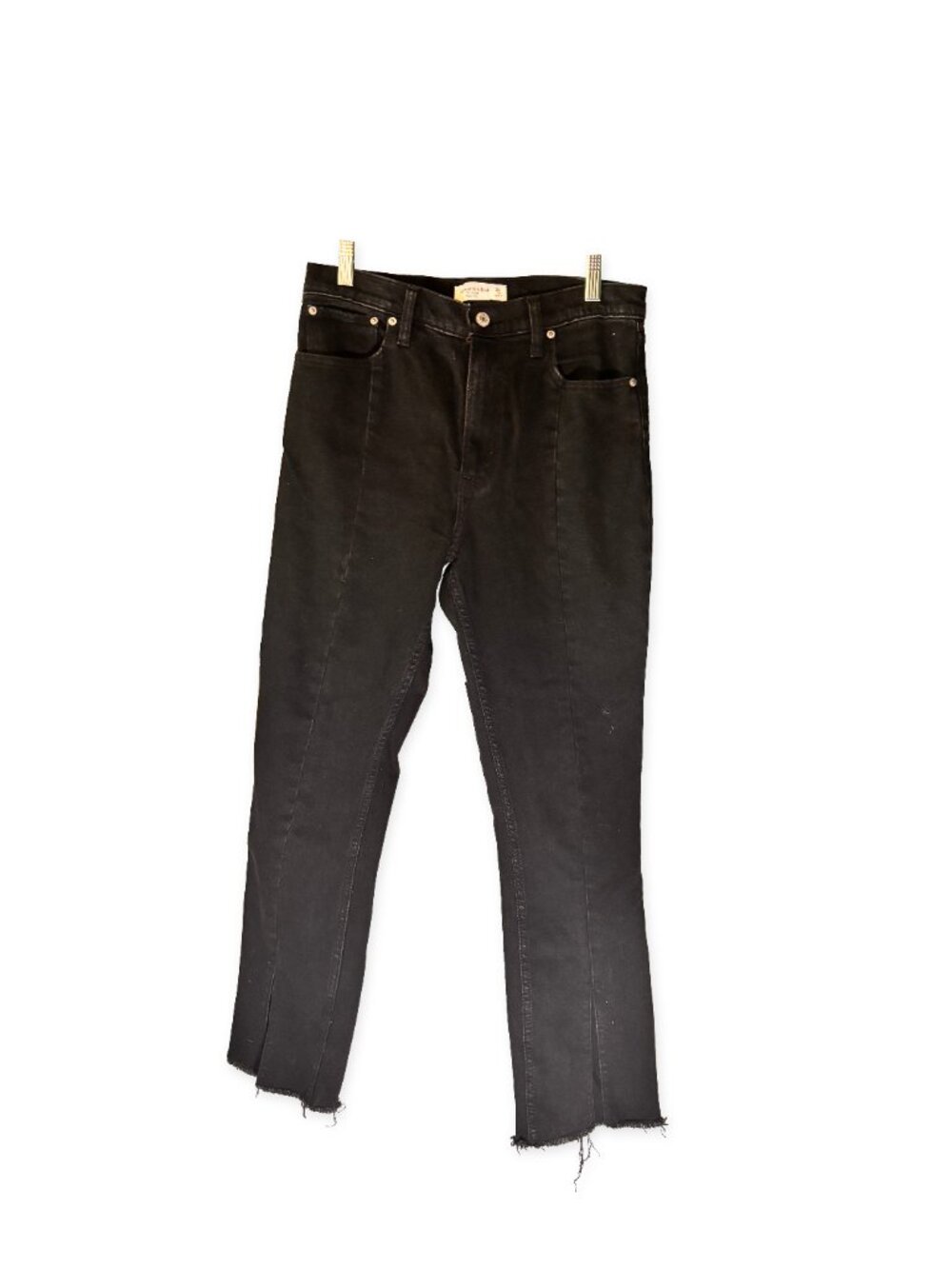 Abercrombie The Skinny High Rise Black Split Hem Jeans 29 8R